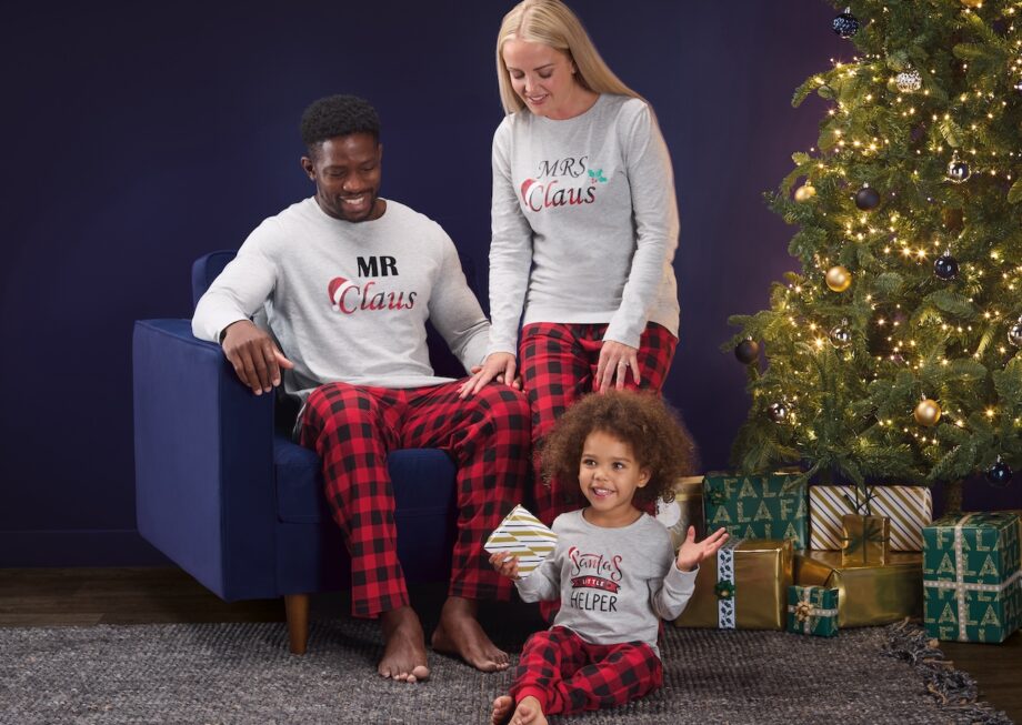 family in matching pyjamas